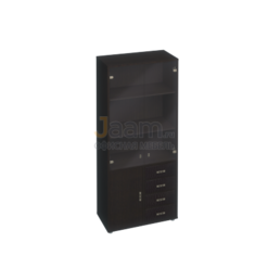 Кабинет руководителя Офисный шкаф для документов, кожаные фасады ящиков/тонированные двери КМ-10128Т