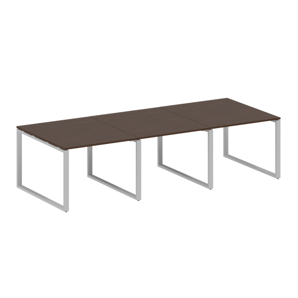 Переговорный стол 3 столешницы Metal System Style БО.ПРГ-3.1 3000x1235x750 (Венге Цаво/Серый металл)
