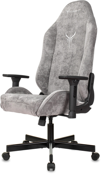 Кресло игровое Knight N1 Fabric серый Light-19 с подголов. крестов. металл