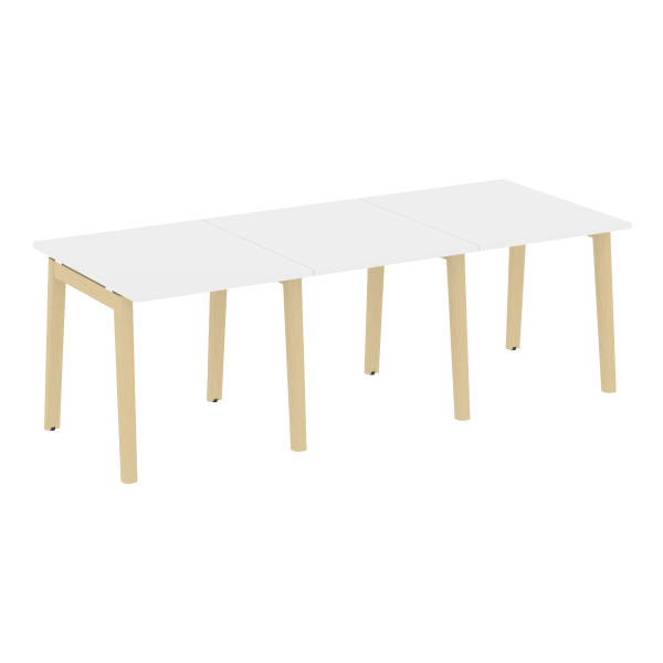 Стол переговорный на деревянных опорах Onix Wood OW.PRG-3.0 2340x980x750 (Белый Бриллиант/Дуб Светлый)