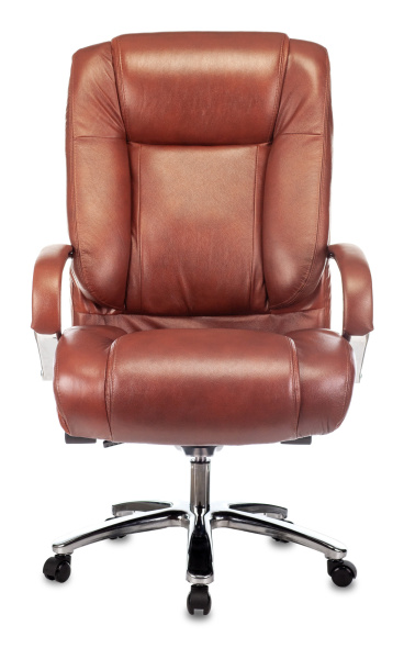 Кресло руководителя T-9925SL светло-коричневый Leather EiCHel кожа крестов. металл хром