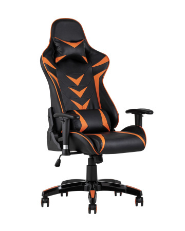 Кресло игровое TopChairs Corvette оранжевое (Геймерское кресло Corvette черный, оранжевый)