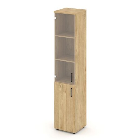 Шкаф высокий узкий SN.STU-102(L) (400х400х1982) (Тиквуд Светлый/Прозрачный)