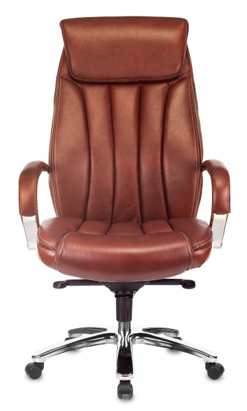 Кресло руководителя T-9922SL светло-коричневый Leather EiCHel кожа крестов. металл хром
