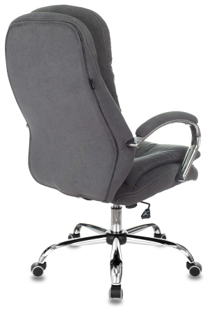 Кресло руководителя T-9950SL Fabric серый Alfa 44 крестов. металл хром (Серый)