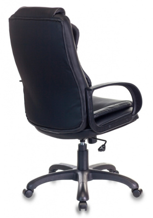 Кресло руководителя CH-839 черный Leather Black эко.кожа крестов. пластик (Черный)