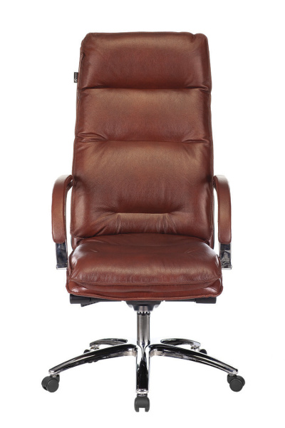 Кресло руководителя T-9927SL светло-коричневый Leather EiCHel кожа крестов. металл хром