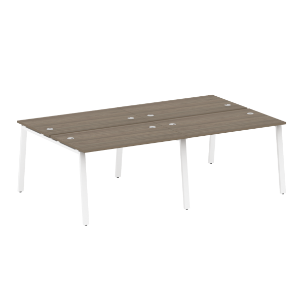 Рабочая станция на 4 рабочих места на А-образном м/к Metal System Style БА.СМ-4.2 2400x1475x750 (Вяз/Белый металл)
